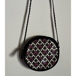 Vera Bradley 7" Circular Purse Round Chain and Ribbon Strap Zipper Closure